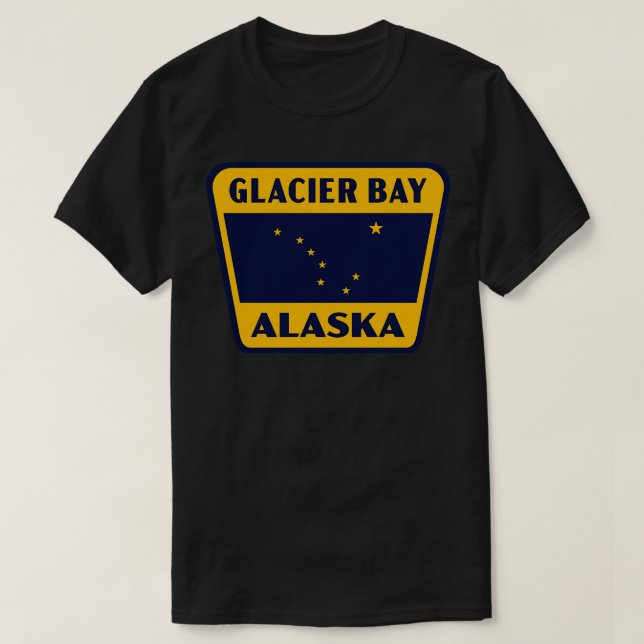 Camiseta Glaciar Bay Alaska Retro Crachá Amarelo (Frente do Design)