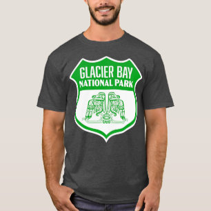 Camiseta Glaciar Bay National Park Retro Bird Shield Green