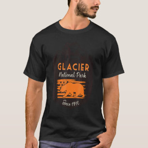 Camiseta Glaciar National Park EUA Flag Grizzly Bear Mounta