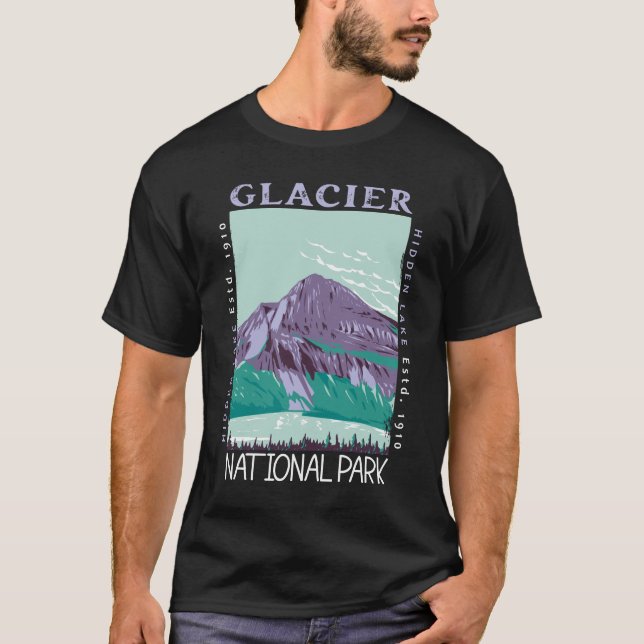 Camiseta Glaciar National Park Hidden Lake Retro Distingue- (Frente)