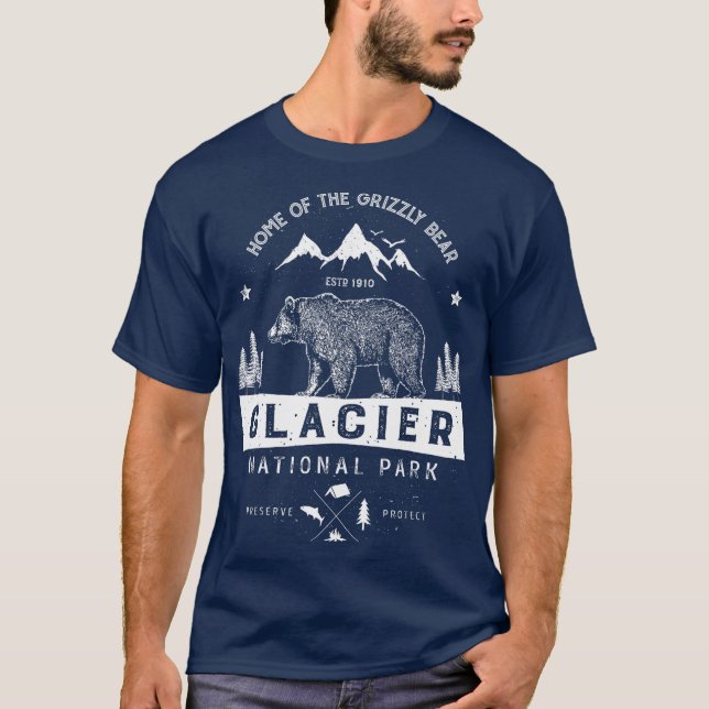 Camiseta Glaciar National Park Vintage Montana Bear Men (Frente)