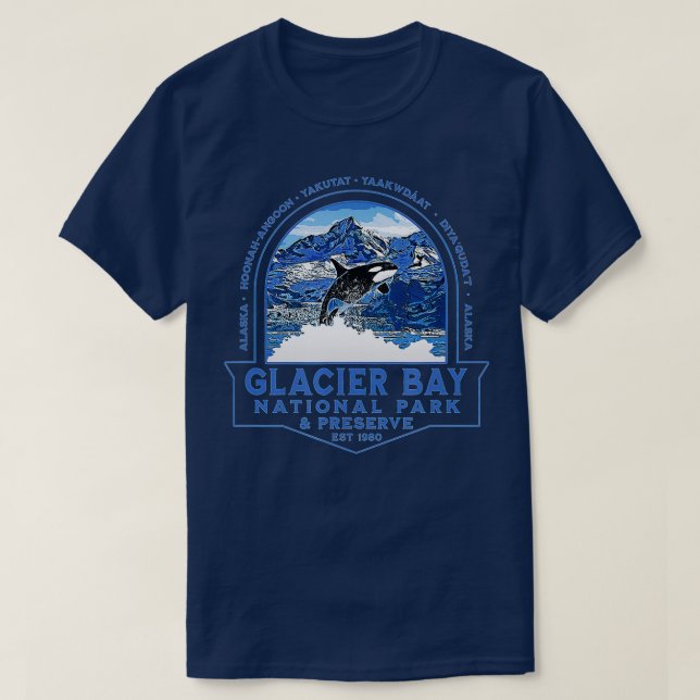Camiseta Glacier Bay National Park Alaska Orca Mounts Fi (Frente do Design)
