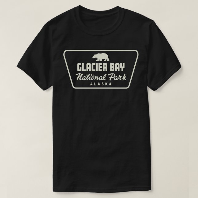 Camiseta Glacier Bay National Park Bear Crachá Tan (Frente do Design)