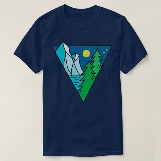 Camiseta Glacier Lake Moonlight Doodle (Frente do Design)