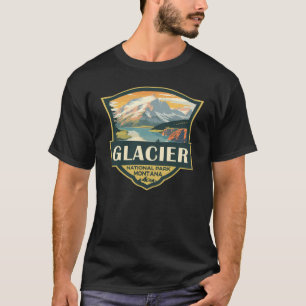 Camiseta Glacier National Park Illustration Viagem Vintage