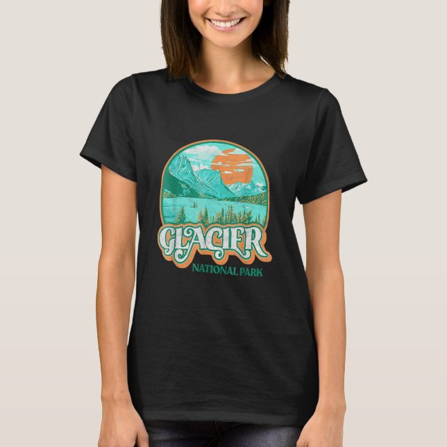 Camiseta Glacier National Park Montana Retro 80's Chill Gra (Frente)