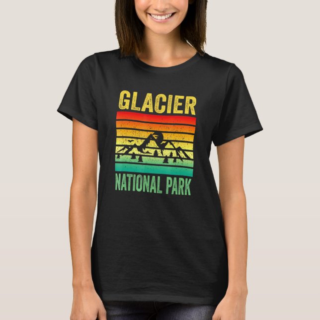 Camiseta Glacier National Park Montana Retro Sunset Souveni (Frente)
