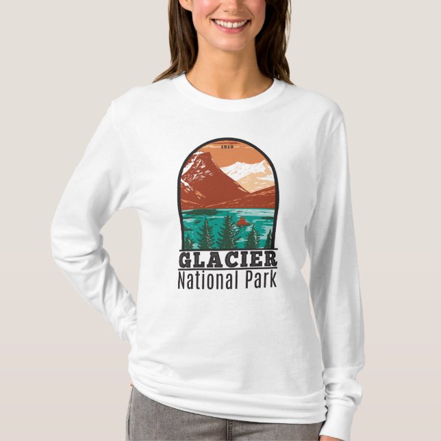 Camiseta Glacier National Park Montana Vintage (Frente)