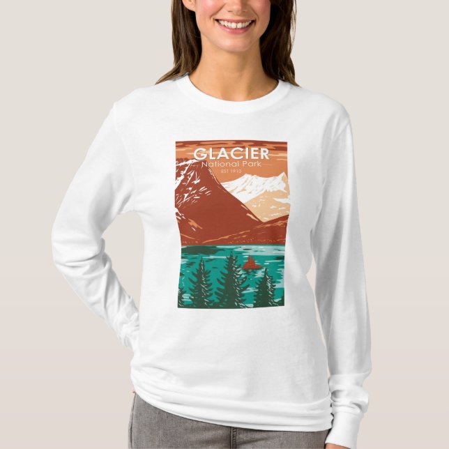 Camiseta Glacier National Park Montana Vintage (Frente)
