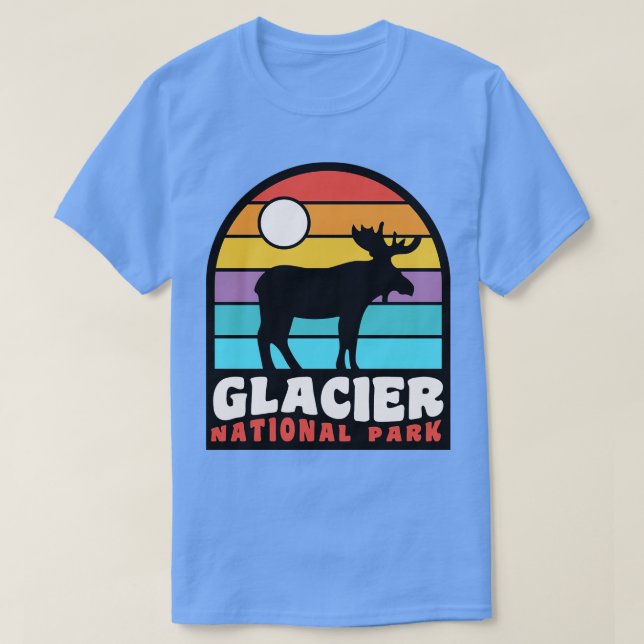 Camiseta Glacier National Park Moose Crachá (Frente do Design)