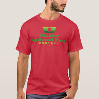 Camiseta Glacier National Park Retro Crachá em Srohead Gree
