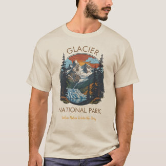 Camiseta Glacier National Park Retro Mountain T-Shirt