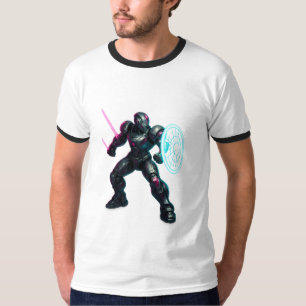 Camiseta Gladiador Cibernético – Guerreiro da Lâmina Neon