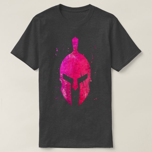 Camiseta Gladiator - Símbolo de Helmet - Spartan Cinza Rosa (Frente do Design)