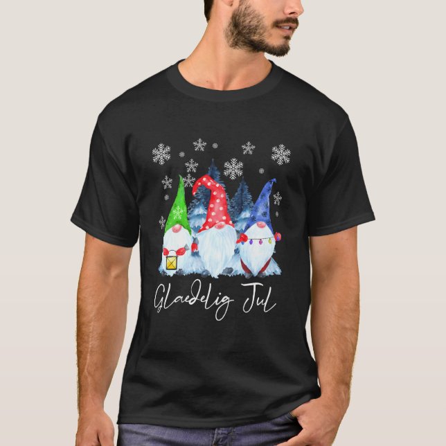 Camiseta Glaedelig Jul Nordic Gnomes Tomte Nisse Danish (Frente)