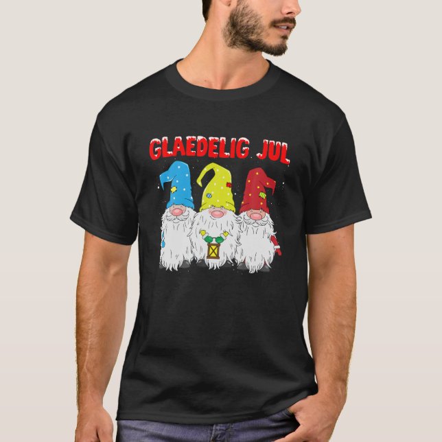 Camiseta Glaedeling Jul Christmas Gnomos Santa Hat Danish W (Frente)