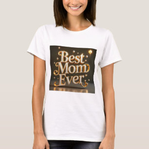 Camiseta Glam Dourado Bling Melhor Mãe Nunca