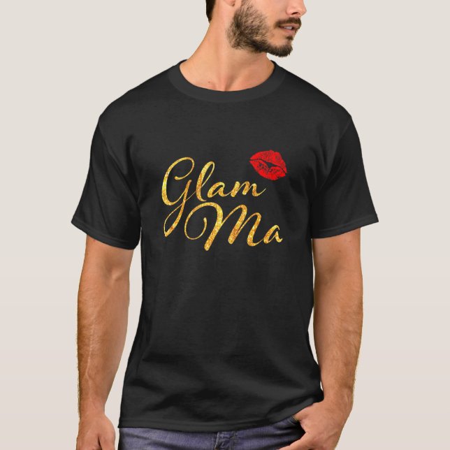 Camiseta Glam Mães Vovó Glamorosa Nana Avós Red Lip (Frente)