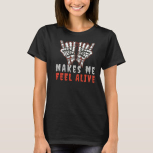 Camiseta Glam Metal faz-me sentir vivo Diabo ou Cavalos de 