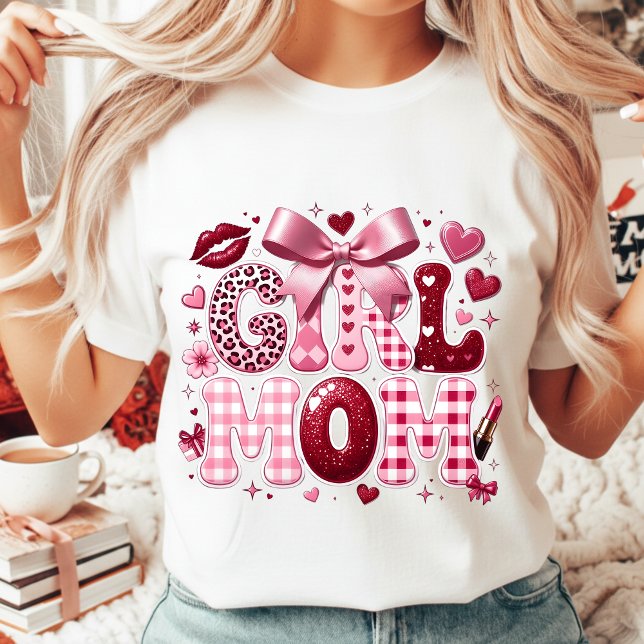 Camiseta Glam Mother's Day Gift Girl Mom Retro Leopard Pink (Criador carregado)