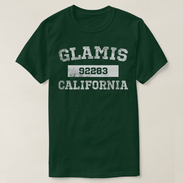 Camiseta Glamis California Zip Code 92283 Distress (Frente do Design)
