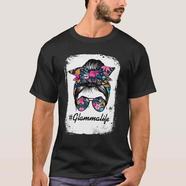 Camiseta Glamma Life Messy Hair Bun Floral Women's D (Frente)