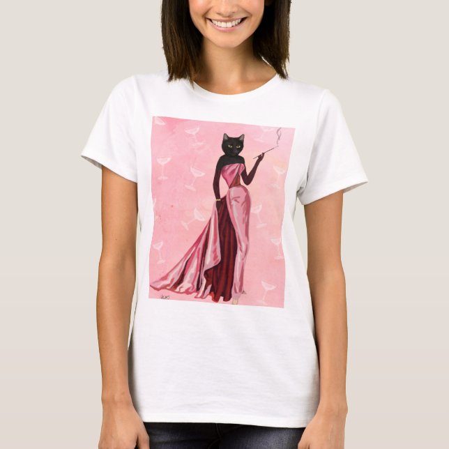 Camiseta Glamor Cat em rosa (Frente)