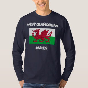 Camiseta Glamorgan ocidental, Wales com bandeira de Galês