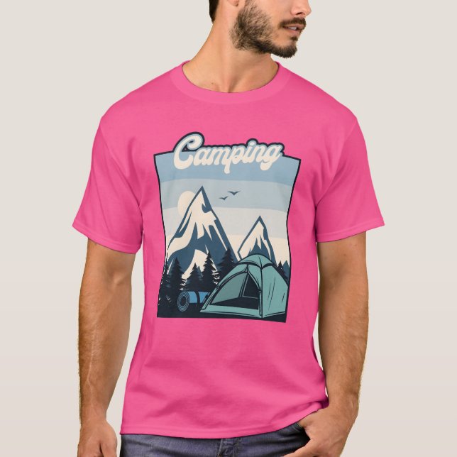 Camiseta Glamping de acampamento Mochileiro Acampamentos Ca (Frente)