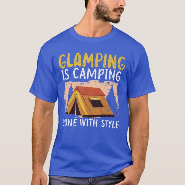 Camiseta Glamping é acampamento feito com estilo Camper Cam (Frente)