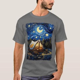 Camiseta Glamping Glamper Acampamento Camper Pintura Noturn