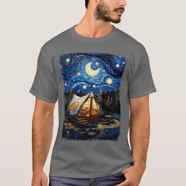 Camiseta Glamping Glamper Camping Camper Starry Night Paint (Frente)