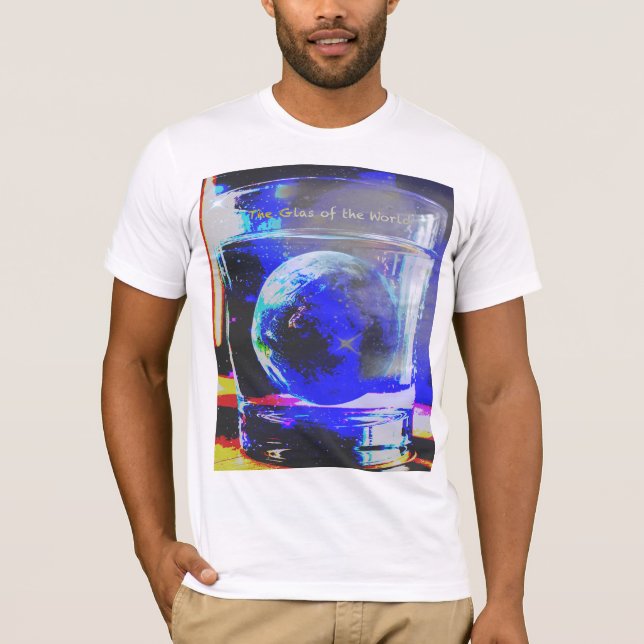 Camiseta Glas mit Welt (Frente)