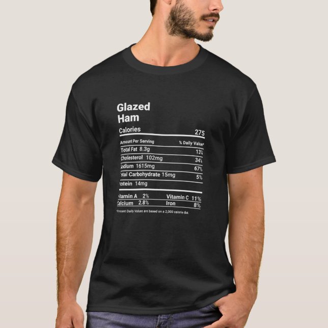 Camiseta Glazing Ham Nutrition Facts Graças a Ação de Graça (Frente)