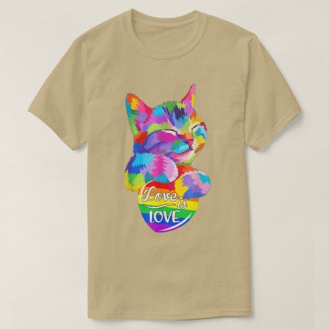 Camiseta Glbt Cat Love Is Love  (Frente do Design)