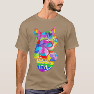 Camiseta Glbt Cat Love Is Love 