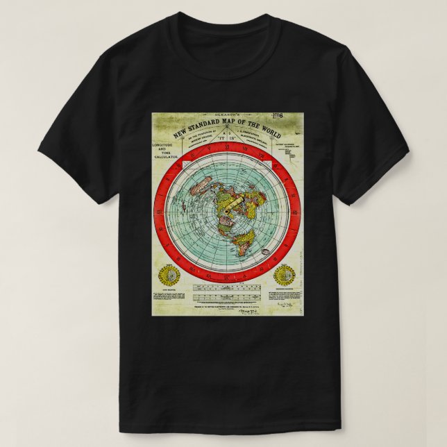 Camiseta Gleason 1892 Flat Earth Map Research Flat Earth (Frente do Design)