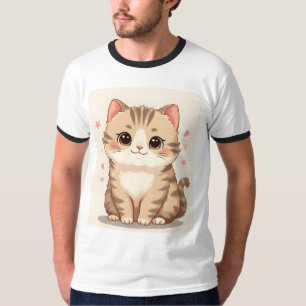 Camiseta Gleeful Cat: Bela Arte Kawaii Kitten para Qualquer