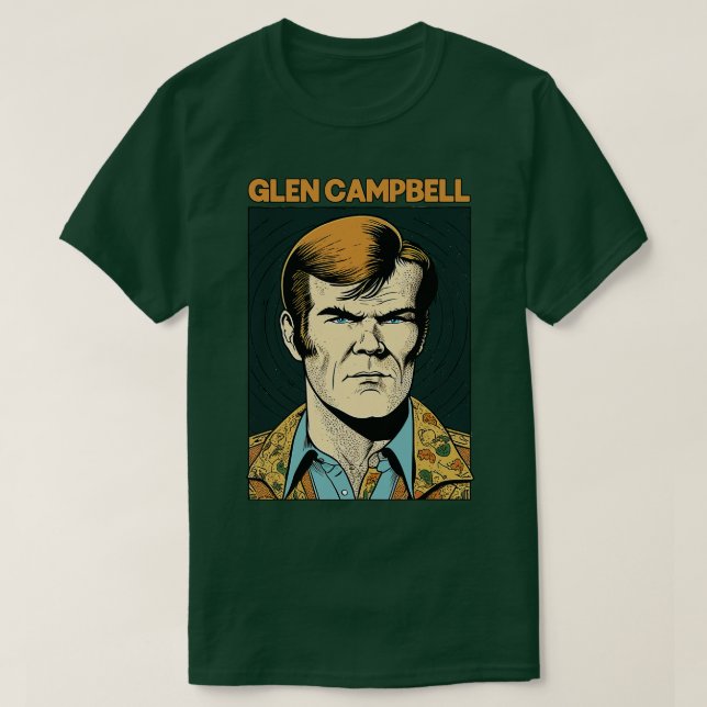 Camiseta Glen Campbell Retro Style Fan Design (Frente do Design)