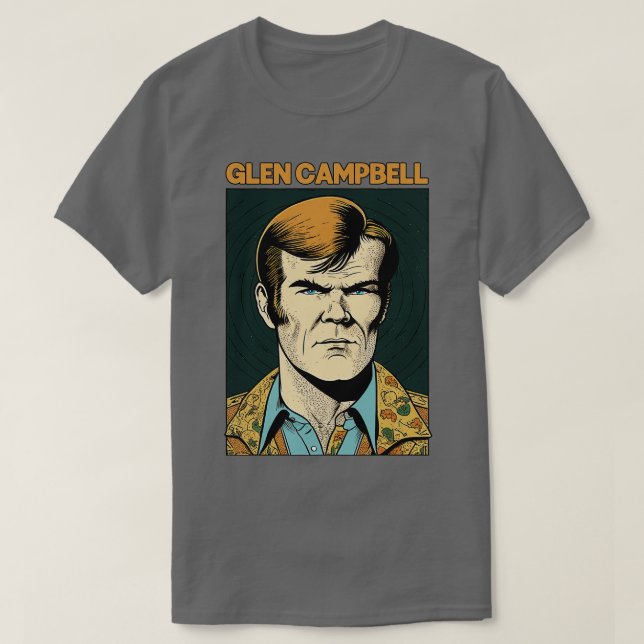 Camiseta Glen Campbell Retro Style Fan Design (Frente do Design)