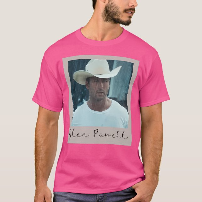 Camiseta Glen Powell Cowboy Refletor Fotografia Crianças (Frente)