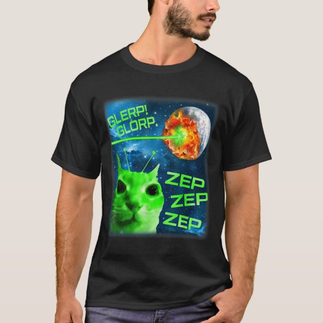 Camiseta Glerp Glorp Funny Alien Cat Brainrot Meme  (Frente)