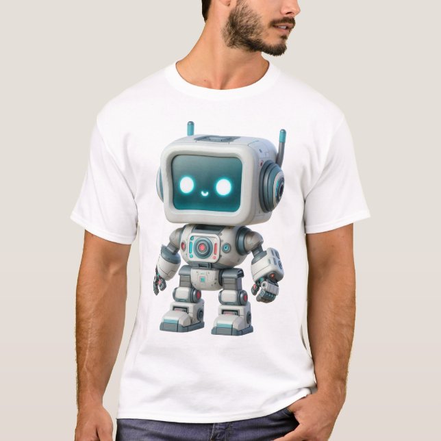 Camiseta GlimmerBot: seu companheiro de futuro amigável (Frente)