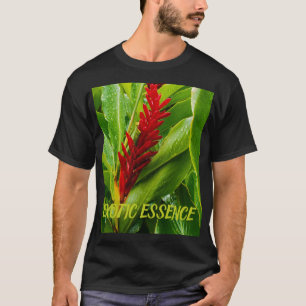 Camiseta Glistening Red Ginger Flower and Rain-Kissed Leave