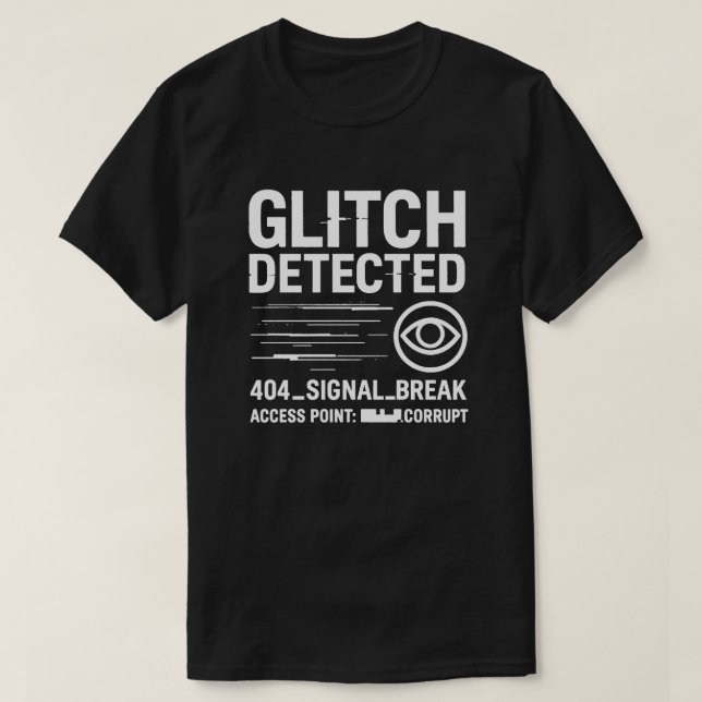 Camiseta GLITCH DETECTADO - Erro de Difusão de Horror Analó (Frente do Design)