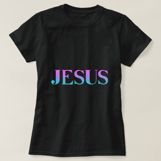Camiseta Glitor Azul Cor-de-rosa-branca Nome Jesus (Frente do Design)