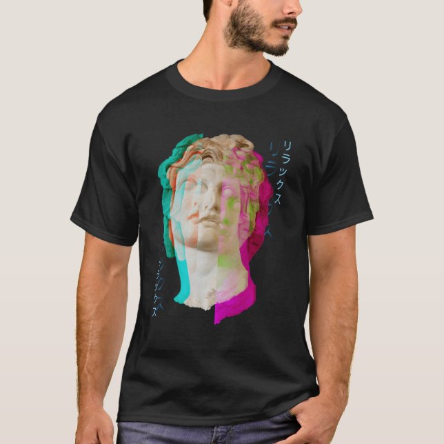 Camiseta Glitt Grécia Statu Wave Synthwave Aesth (Frente)