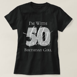 Camiseta Glitter de aniversário personalizado de Prata 50
