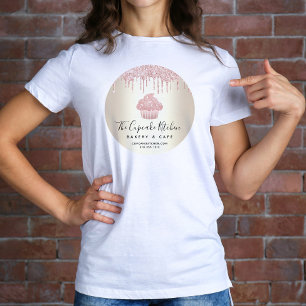 Camiseta Glitter de Cupcake cor-de-rosa pica-pães pastelar