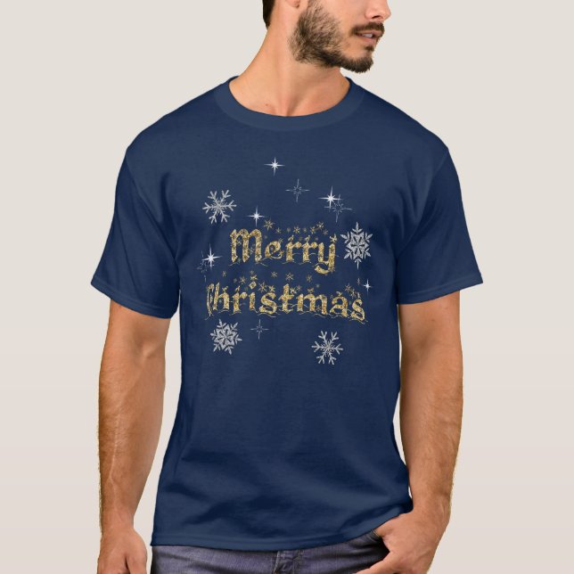Camiseta Glitter de Natal Simples Elegante (Frente)